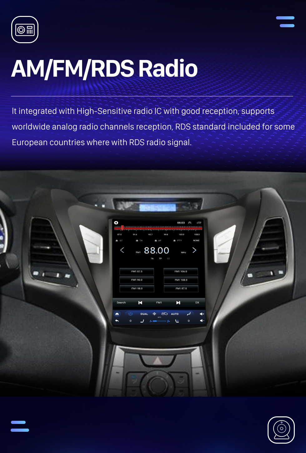 Seicane Pour 2011-2013 Hyundai Avante Elantra LHD 9,7 pouces Android 10.0 HD Écran tactile Stéréo Bluetooth GPS Navigation Radio avec Wifi AUX USB Prise en charge des commandes au volant DVR Caméra de recul OBD