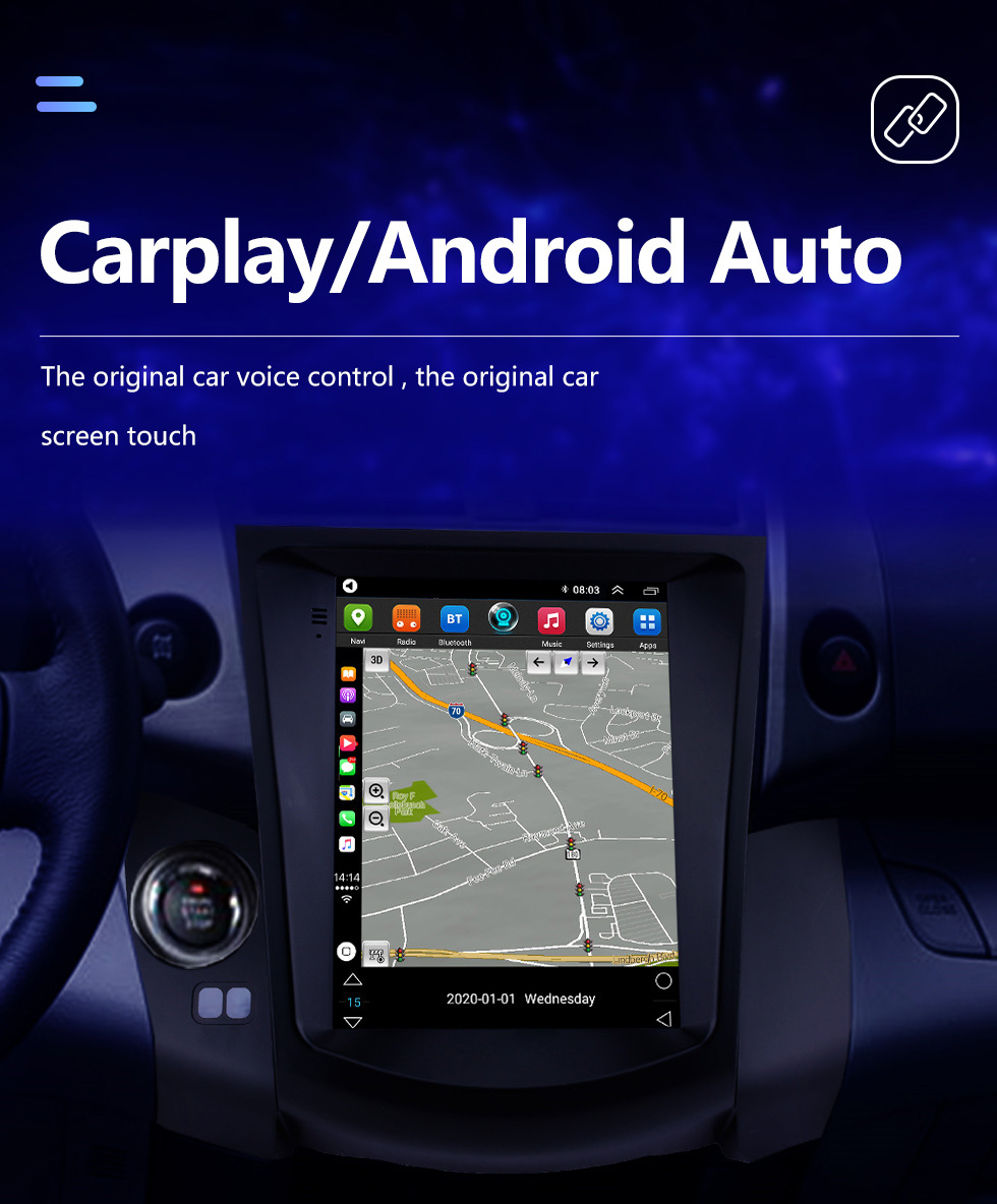Seicane Android 10.0 9,7-Zoll-HD-Touchscreen für Toyota RAV4 2008 2009 2010 2011 GPS-Navigationsradio Bluetooth AUX WIFI-Unterstützung 4G Carplay OBD2 SWC DVR Digital-TV-Rückfahrkamera