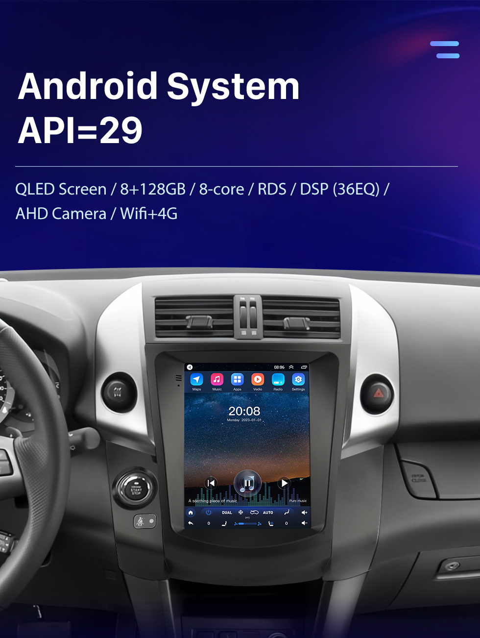 Seicane Android 10.0 9,7-дюймовый HD-сенсорный экран для Toyota RAV4 2008 2009 2010 2011 GPS-навигация Радио Bluetooth Поддержка AUX WIFI 4G Carplay OBD2 SWC DVR Цифровая ТВ-камера резервного копирования