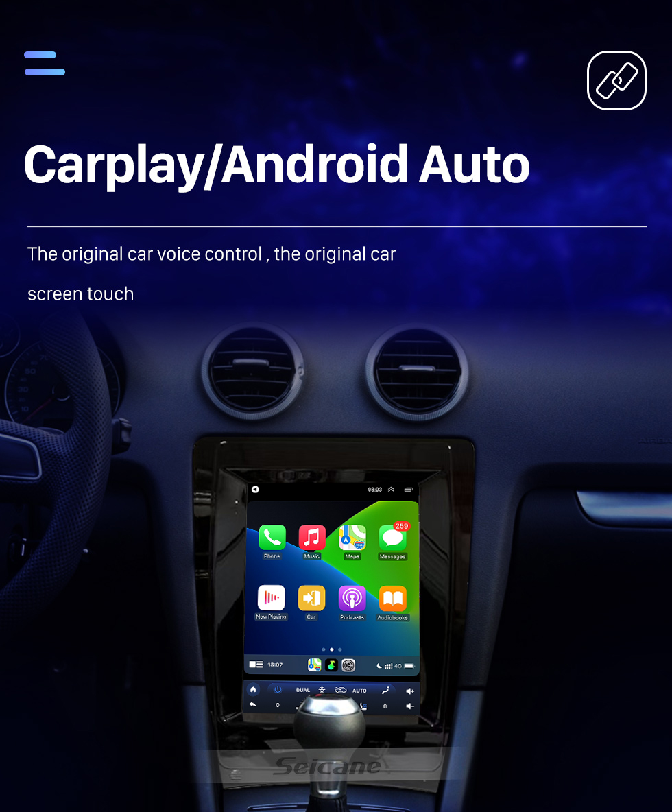 Seicane Android 10.0 9.7 polegadas para 2008-2012 AUDI A3 Rádio com HD Touchscreen GPS Sistema de Navegação Suporte Bluetooth Carplay TPMS