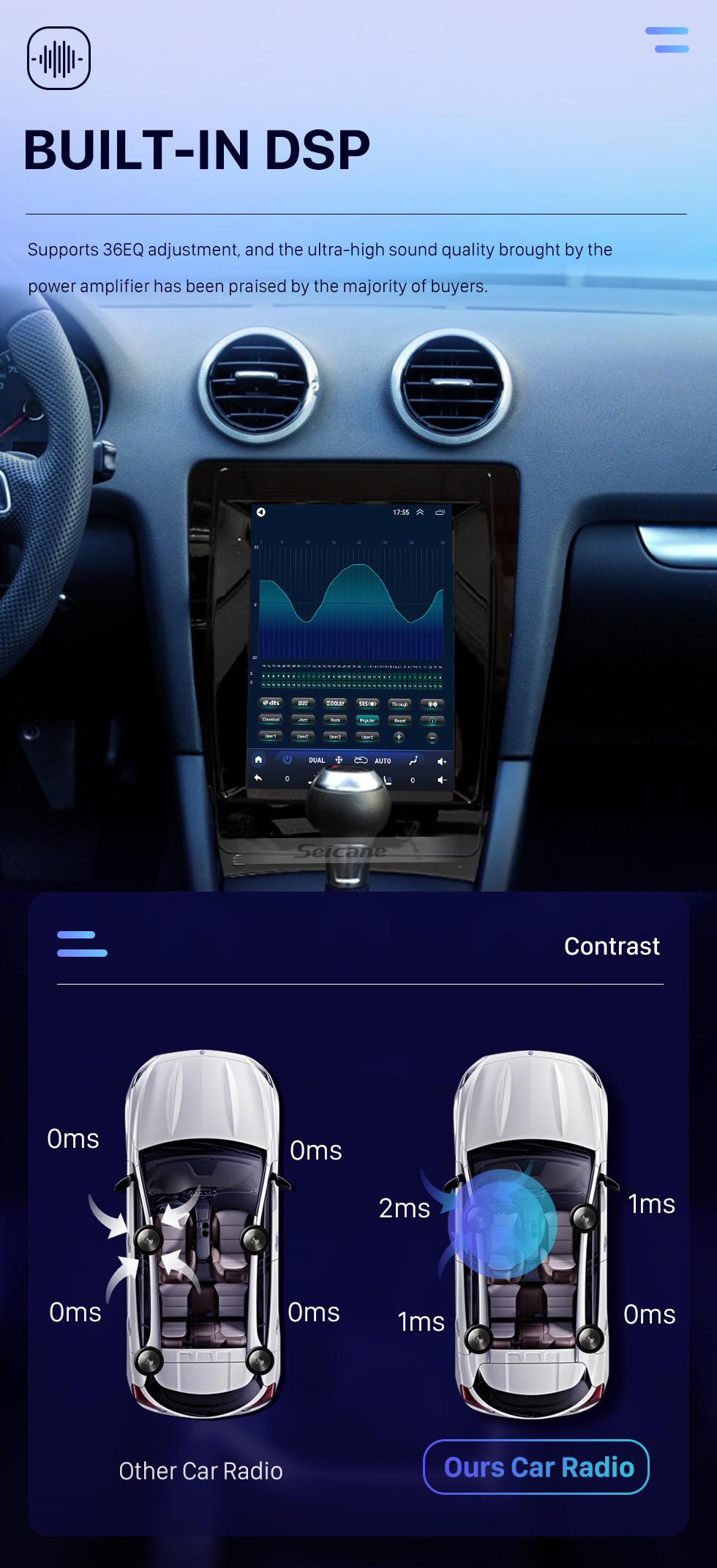 Seicane Android 10.0 9.7 polegadas para 2008-2012 AUDI A3 Rádio com HD Touchscreen GPS Sistema de Navegação Suporte Bluetooth Carplay TPMS