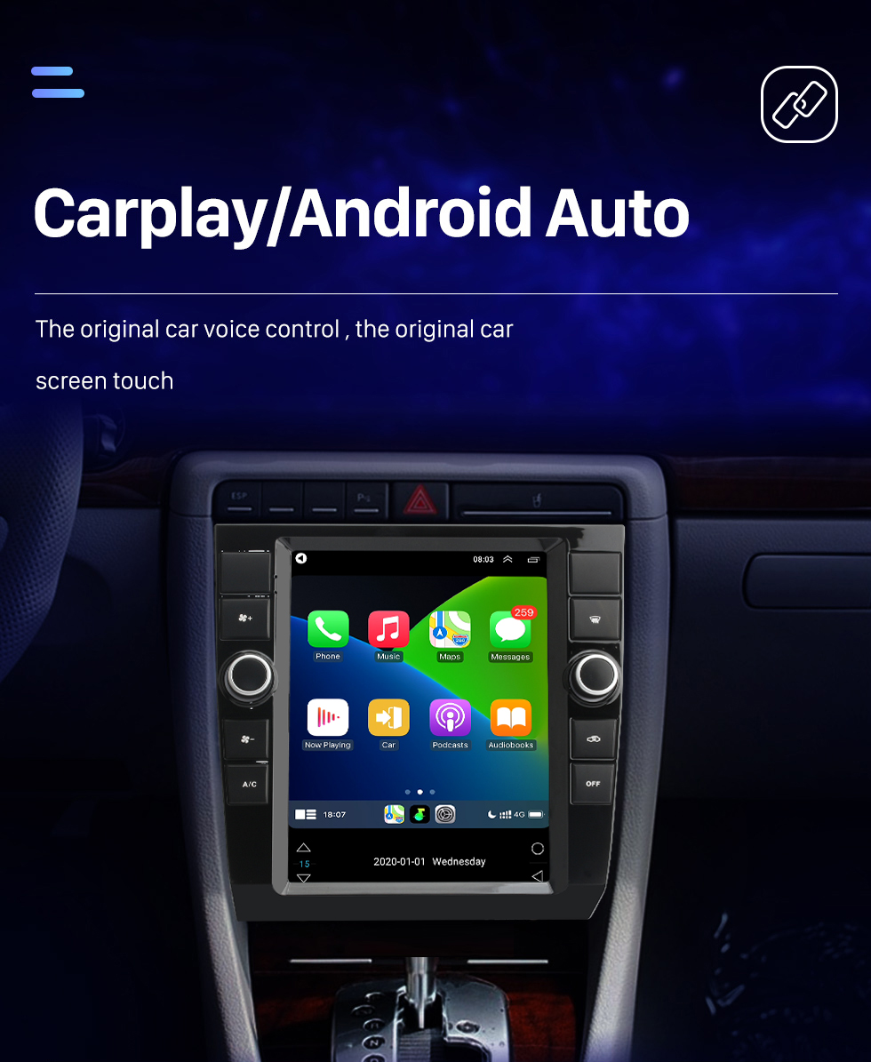 Seicane Para 2002-2008 Audi A4 atualizado Android 10 rádio estéreo com tela sensível ao toque de 9,7 polegadas built-in Carplay DSP suporte Navegação 3D Controle de volante 360 ° Câmera