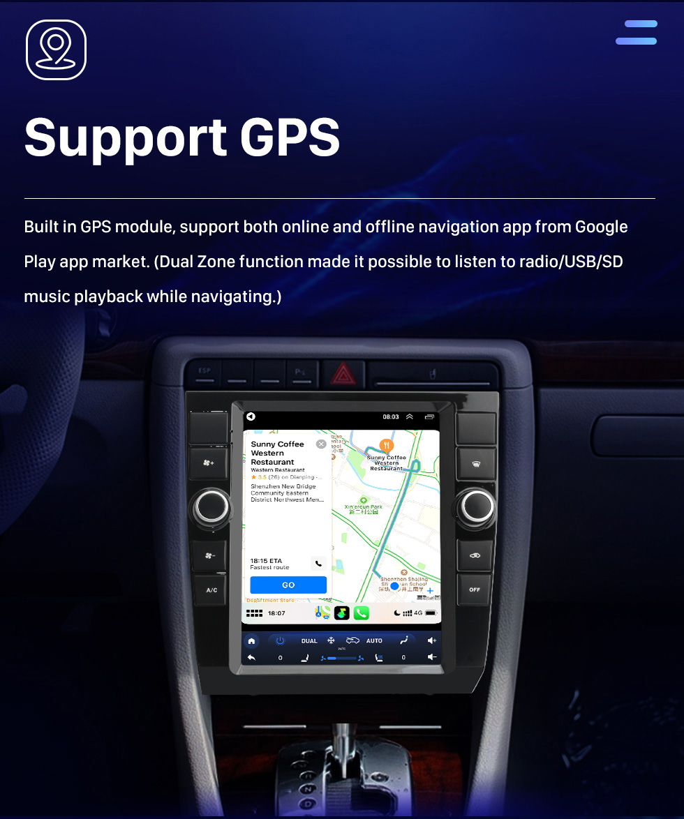 Seicane Para 2002-2008 Audi A4 Radio estéreo con Android 10 actualizado con pantalla táctil de 9.7 pulgadas Soporte Carplay DSP incorporado Navegación 3D Control del volante Cámara de 360 °