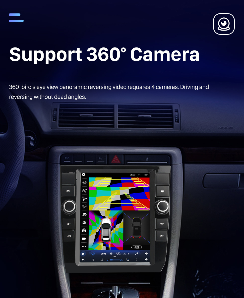 Seicane Para 2002-2008 Audi A4 atualizado Android 10 rádio estéreo com tela sensível ao toque de 9,7 polegadas built-in Carplay DSP suporte Navegação 3D Controle de volante 360 ° Câmera