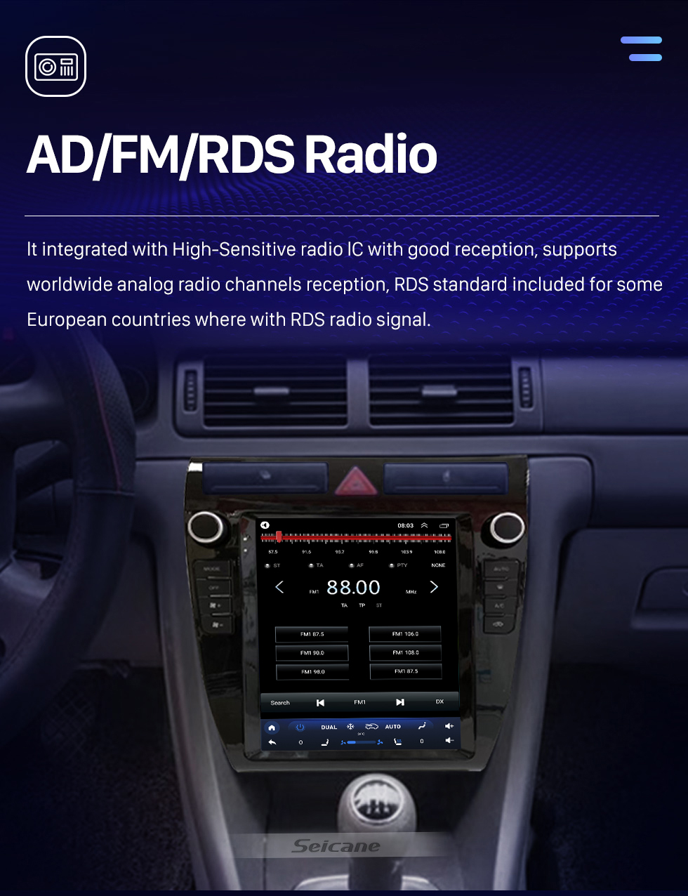 Seicane Tela sensível ao toque hd para 2004 audi a6 rádio android 10.0 sistema de navegação gps de 9,7 polegadas com suporte usb bluetooth tv digital carplay