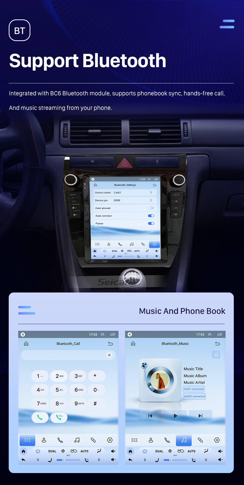 Seicane Pantalla táctil HD para 2004 AUDI A6 Radio Android 10.0 Sistema de navegación GPS de 9.7 pulgadas con soporte USB Bluetooth TV digital Carplay