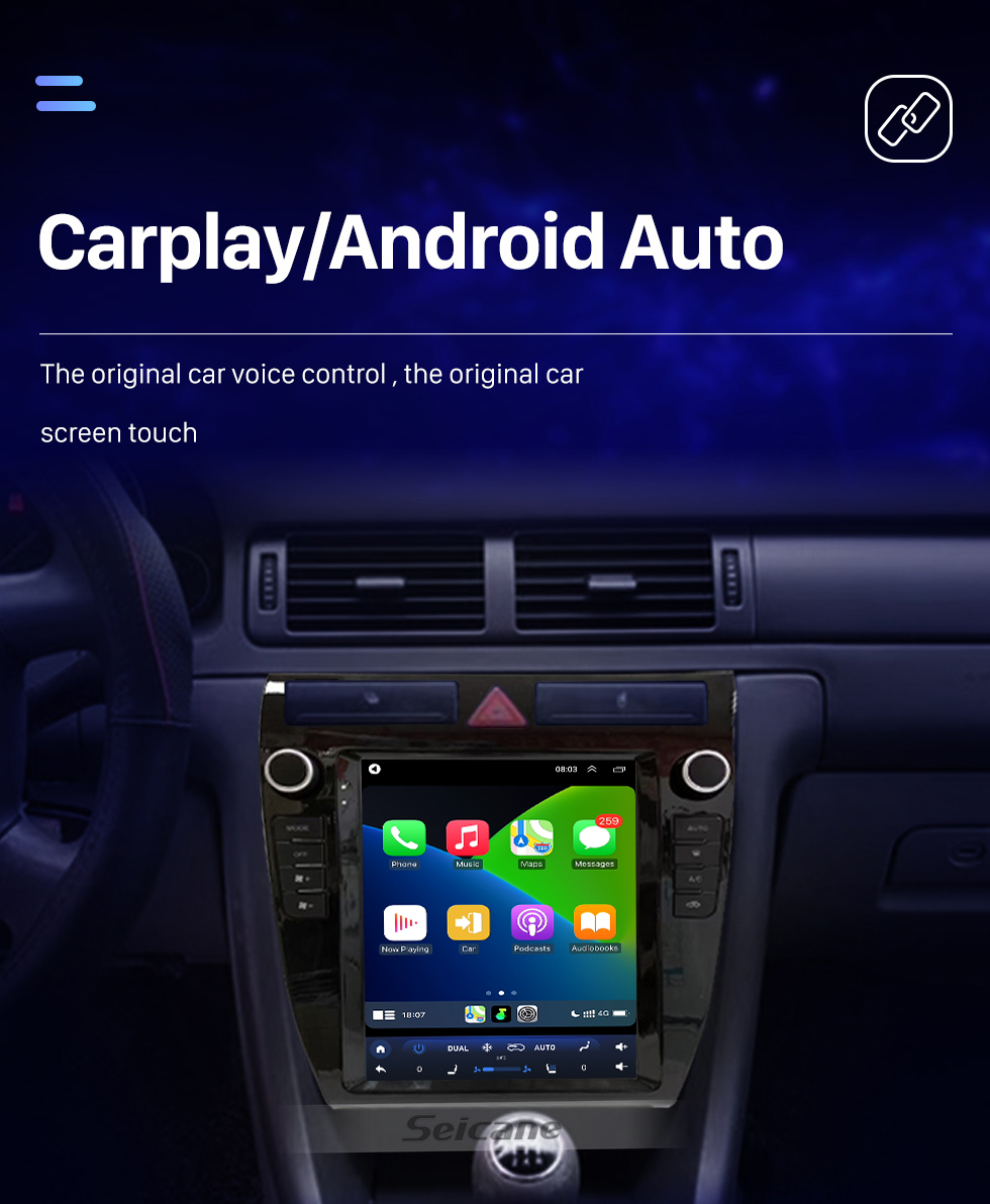 Seicane Écran tactile HD pour 2004 AUDI A6 Radio Android 10.0 Système de navigation GPS 9,7 pouces avec prise en charge USB Bluetooth TV numérique Carplay