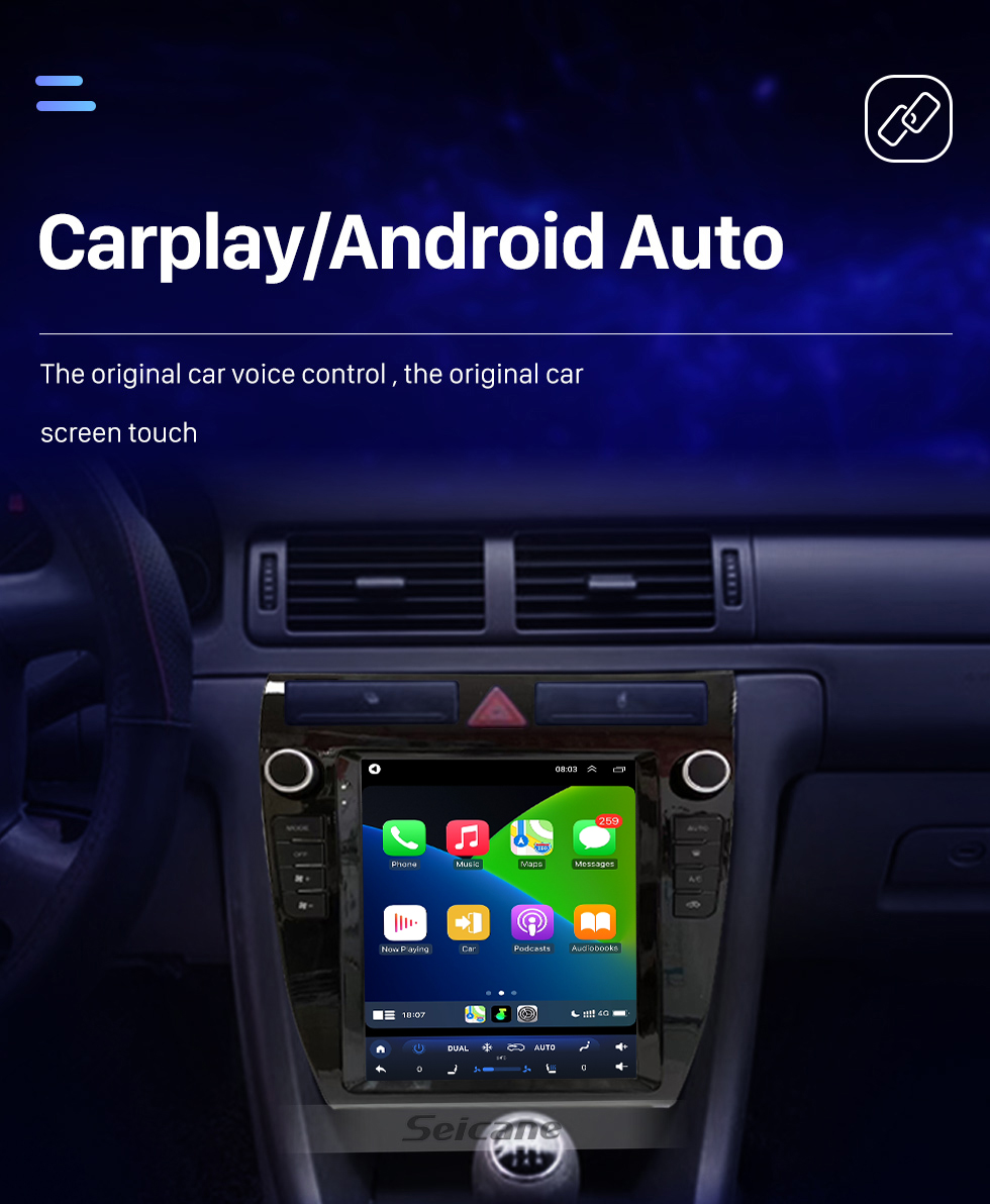 Seicane Сенсорный экран HD для AUDI A6 2004 года Радио Android 10.0 9,7-дюймовая система GPS-навигации с Bluetooth Поддержка USB Цифровое телевидение Carplay