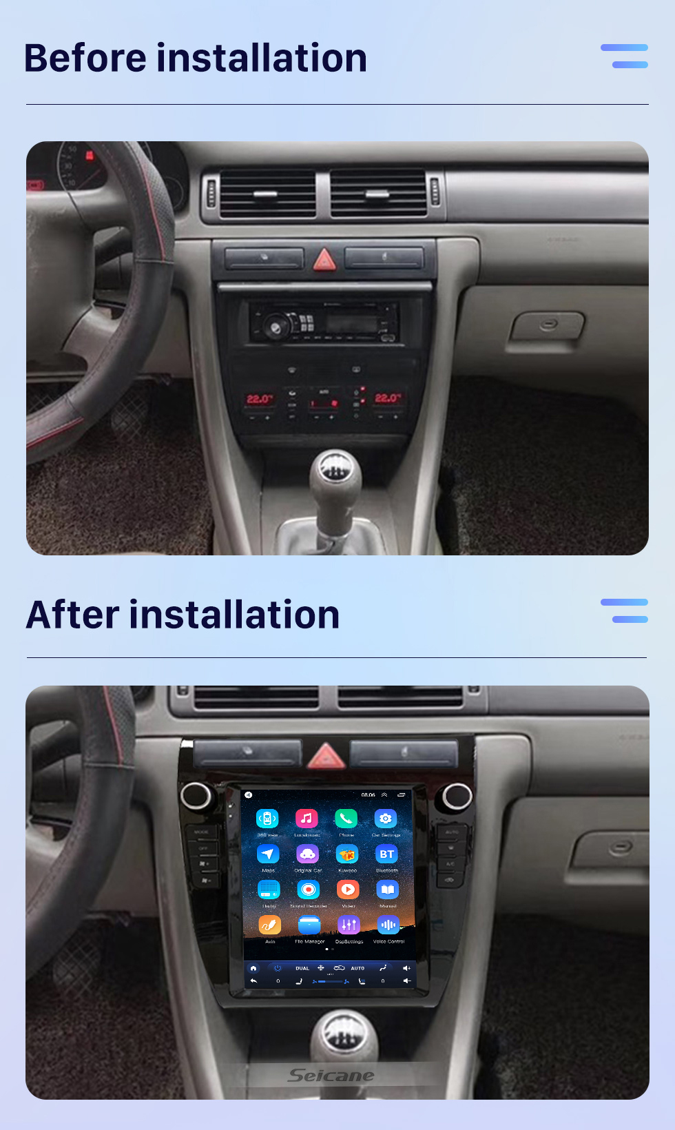 Seicane Pantalla táctil HD para 2004 AUDI A6 Radio Android 10.0 Sistema de navegación GPS de 9.7 pulgadas con soporte USB Bluetooth TV digital Carplay