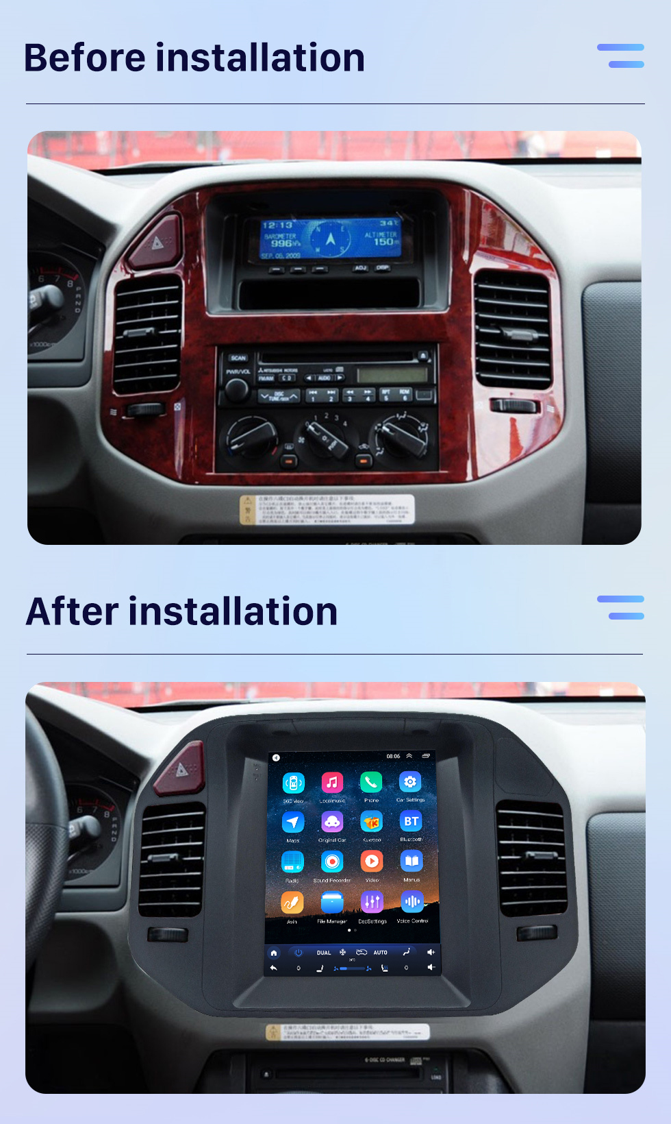Seicane OEM Android 10.0 для Mitsubish Pajero V73 2008 года с 9,7-дюймовым сенсорным экраном Bluetooth HD Система GPS-навигации Поддержка Carplay 360 ° Камера DAB + DSP OBD2 DVR Seicane OEM Android 10.0 для Mitsubish Pajero V73 2008 года с 9,7-дюймовым сенсорным экраном Bluetooth HD Система GPS-навигации Поддержка Carplay 360 ° Камера DAB + DSP OBD2 DVR
