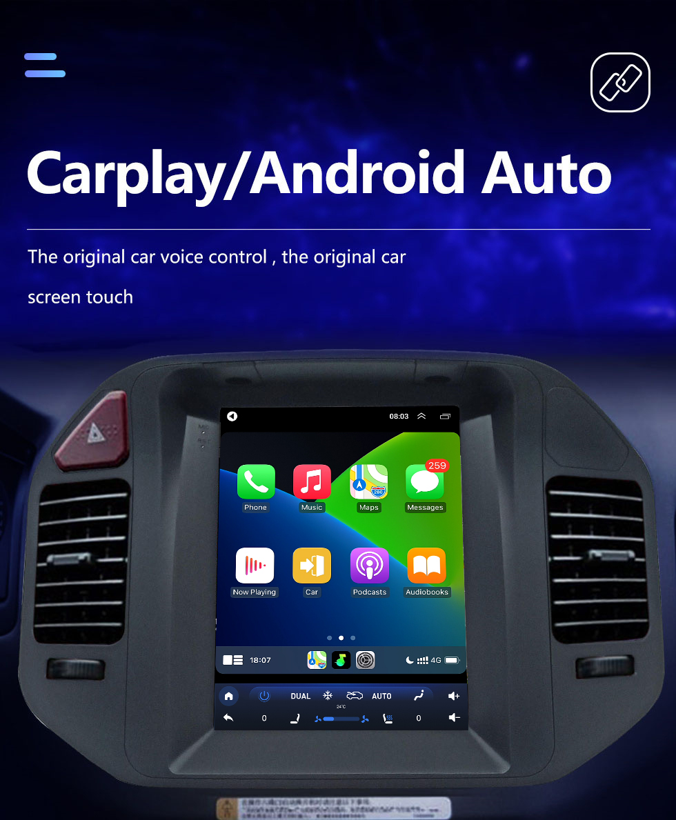 Seicane OEM Android 10.0 para 2008 Mitsubish Pajero V73 con pantalla táctil Bluetooth HD de 9.7 pulgadas Sistema de navegación GPS Carplay compatible con cámara de 360 ° DAB + DSP OBD2 DVR