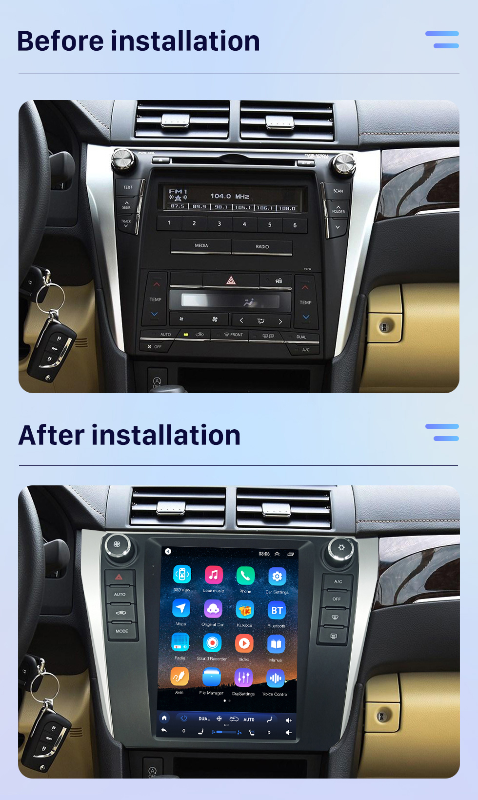 Seicane 9,7 Zoll Android 10.0 für 2012-2016 Toyota Camry GPS Autoradio mit 36EQ DSP Eingebaute Carplay Unterstützung 4G WIFI Digital TV AHD Kamera DAB+