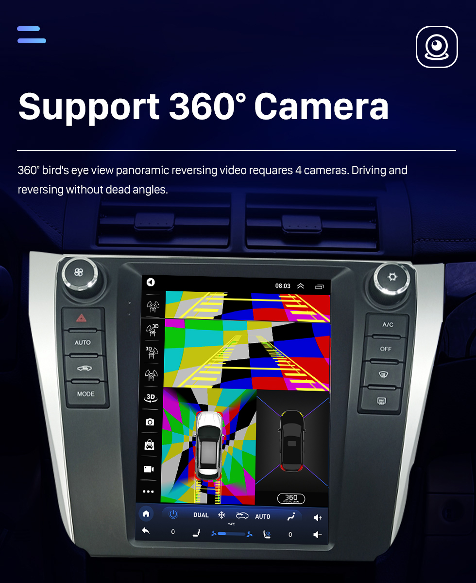Seicane 9.7 pulgadas Android 10.0 para 2012-2016 Toyota Camry GPS Estéreo para automóvil con 36EQ DSP Carplay incorporado compatible con 4G WIFI TV digital AHD Cámara DAB +