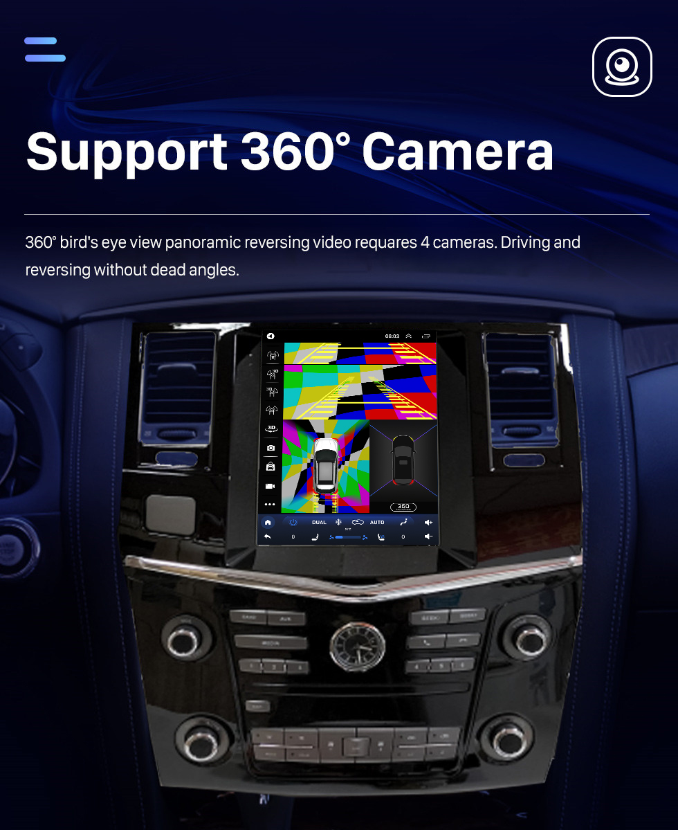 Seicane OEM Android 10.0 pour 2017 Nissan Patrol Autoradio avec système de navigation GPS à écran tactile HD de 9,7 pouces Carplay prend en charge la caméra de recul AHD DAB + DSP OBD2 DVR