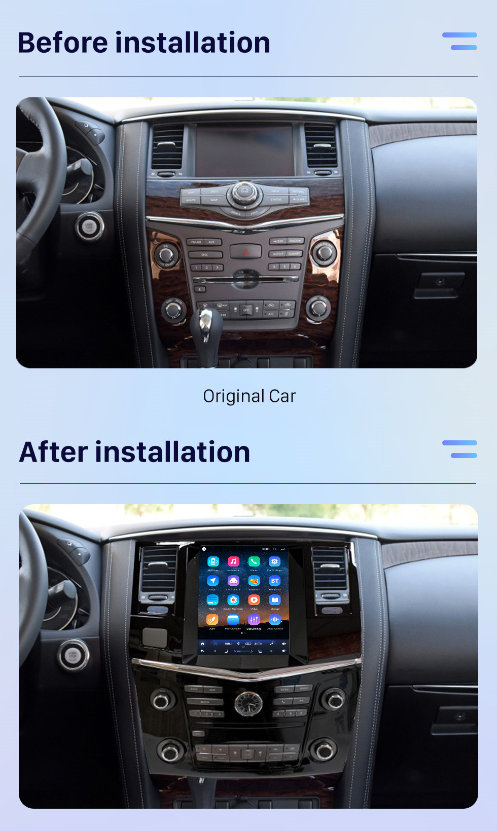 Seicane OEM Android 10.0 pour 2017 Nissan Patrol Autoradio avec système de navigation GPS à écran tactile HD de 9,7 pouces Carplay prend en charge la caméra de recul AHD DAB + DSP OBD2 DVR