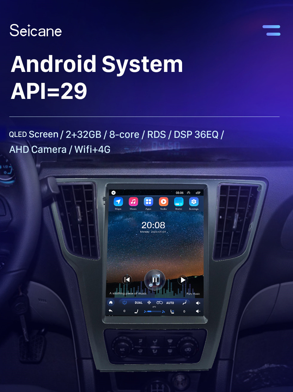 Seicane Android 10.0 для 2014-2016 BAIC Saab D50 Радио 9,7-дюймовая система GPS-навигации с сенсорным экраном Bluetooth HD Поддержка Carplay SWC DAB + Цифровое телевидение 360 ° Камера