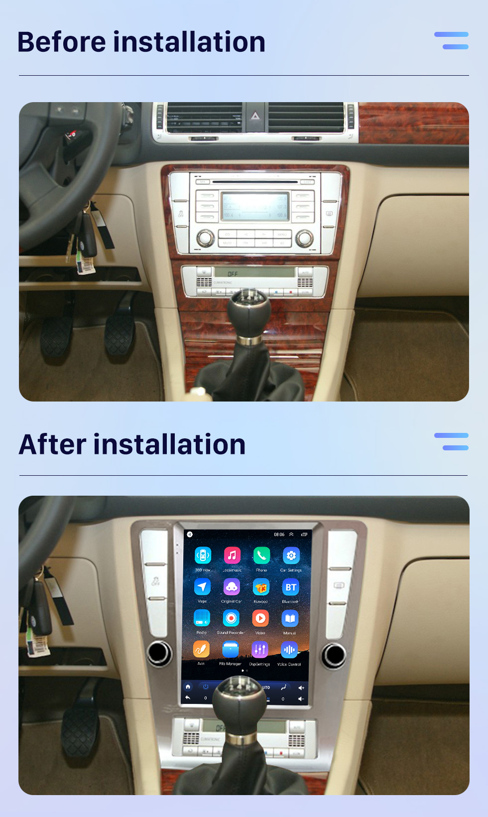 Seicane Für 2004-2010 Volkswagen Passat b7 Radio 9,7 Zoll Android 10.0 HD Touchscreen Bluetooth mit GPS-Navigationssystem Carplay-Unterstützung 1080P AHD-Kamera DSP TPMS OBD2