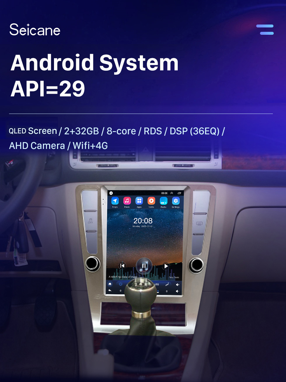Seicane Para 2004-2010 Volkswagen Passat b7 Radio 9.7 pulgadas Android 10.0 HD Pantalla táctil Bluetooth con sistema de navegación GPS Soporte Carplay 1080P AHD Cámara DSP TPMS OBD2