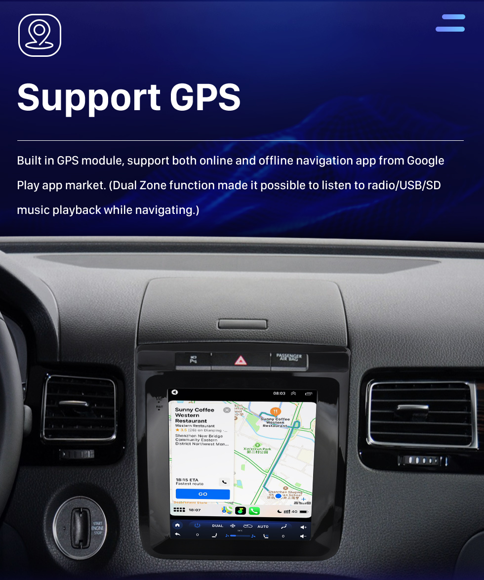 Seicane OEM 9,7 polegadas Android 10.0 Rádio para 2010-2017 Volkswagen NOVO Touareg Bluetooth WIFI HD Touchscreen GPS Suporte de navegação Carplay Câmera traseira DAB + OBD2