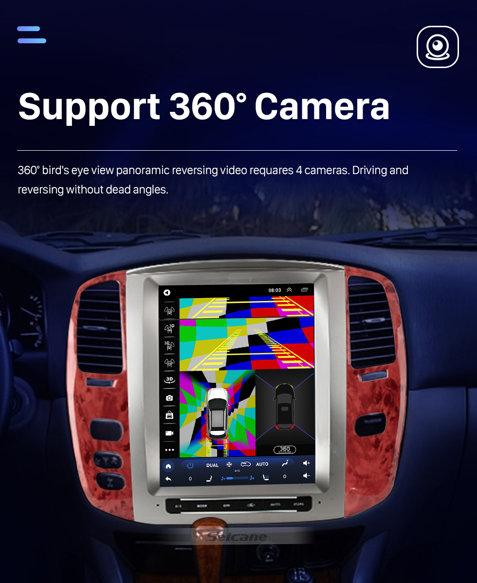 Seicane OEM 12,1 pouces Android 10.0 Radio pour TOYOTA LAND CRUISER 100 2002-2007 LEXUS LX470 2003-2007 Bluetooth HD Écran tactile GPS Navigation prise en charge Carplay Caméra arrière TPMS