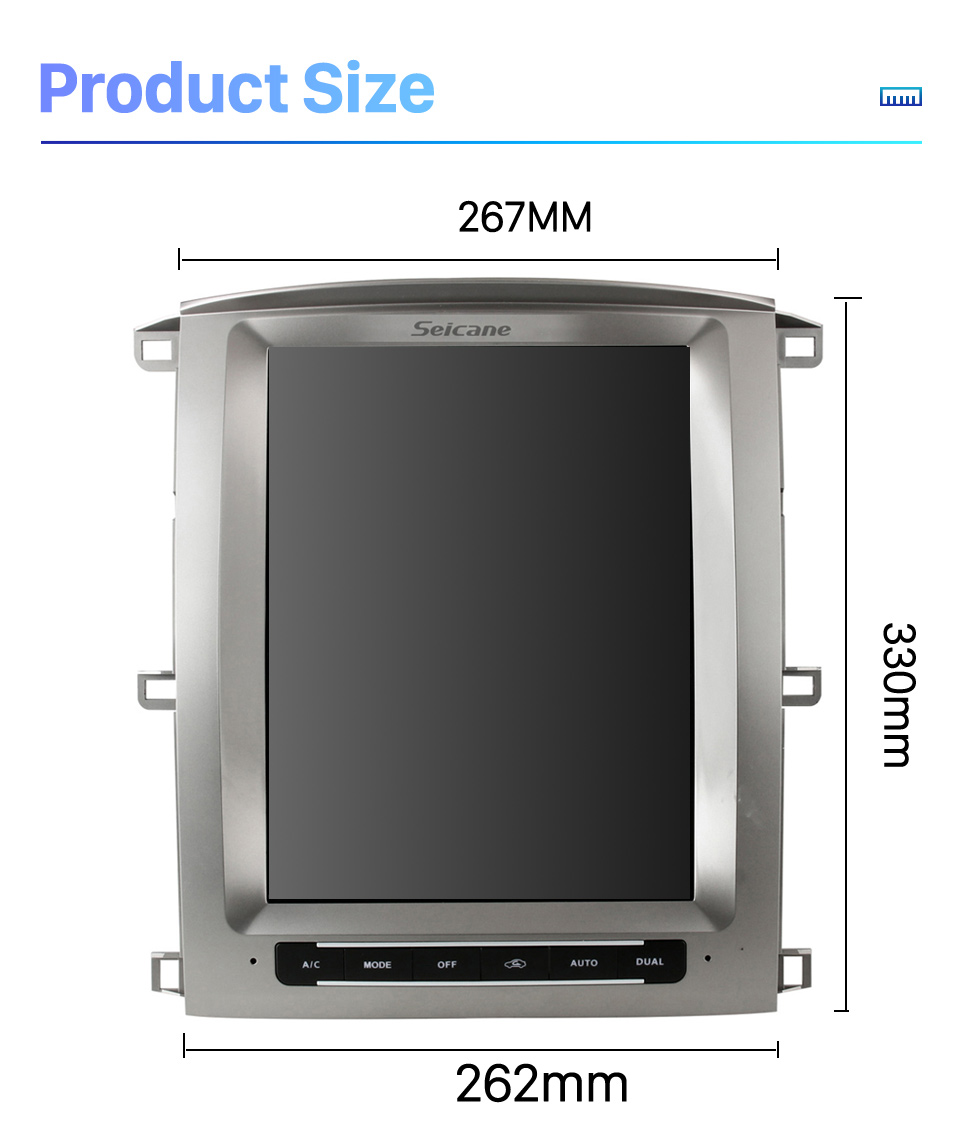 Seicane OEM 12,1 pouces Android 10.0 Radio pour TOYOTA LAND CRUISER 100 2002-2007 LEXUS LX470 2003-2007 Bluetooth HD Écran tactile GPS Navigation prise en charge Carplay Caméra arrière TPMS