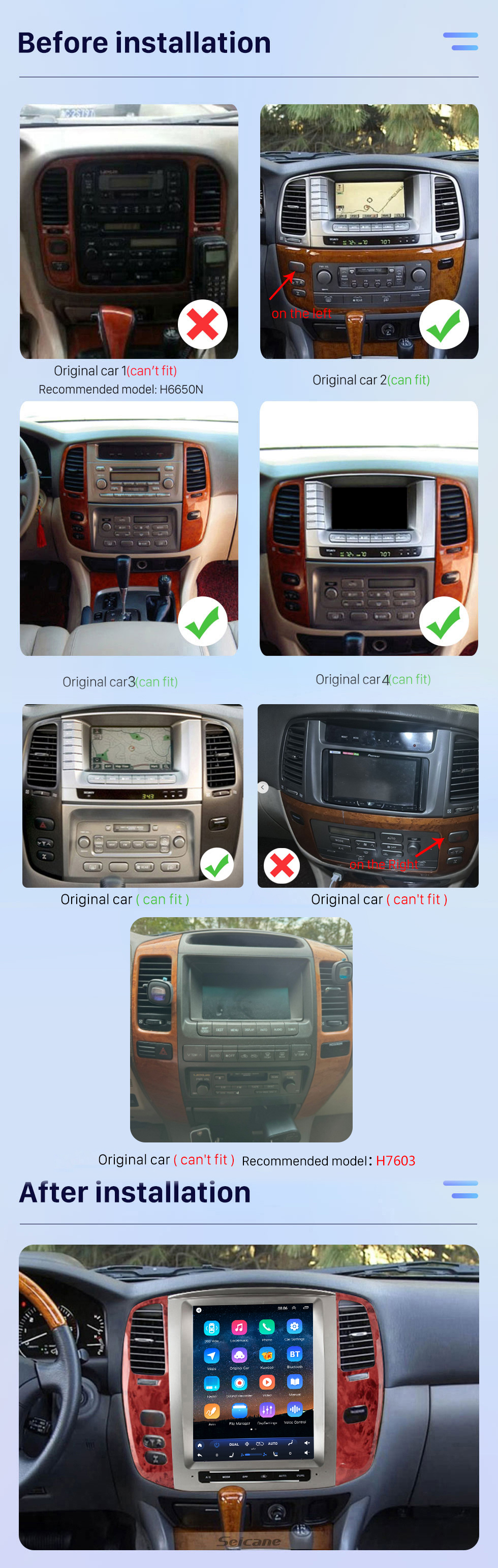 Seicane OEM 12.1 inch Android 10.0 Radio for TOYOTA LAND CRUISER 100 2002-2007 LEXUS LX470 2003-2007 Bluetooth HD Touchscreen GPS Navigation support Carplay Rear camera TPMS Seicane OEM 12.1 inch Android 10.0 Radio for TOYOTA LAND CRUISER 100 2002-2007 LEXUS LX470 2003-2007 Bluetooth HD Touchscreen GPS Navigation support Carplay Rear camera TPMS