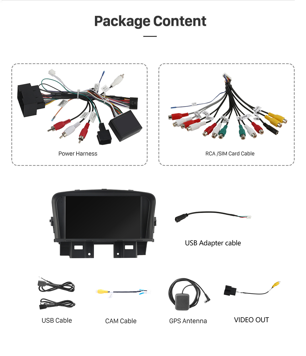 Seicane OEM Android 13.0 pour 2008-2014 Chevrolet Cruze Radio Système de navigation GPS avec écran tactile HD 7 pouces Prise en charge Bluetooth Carplay OBD2 Caméra de recul