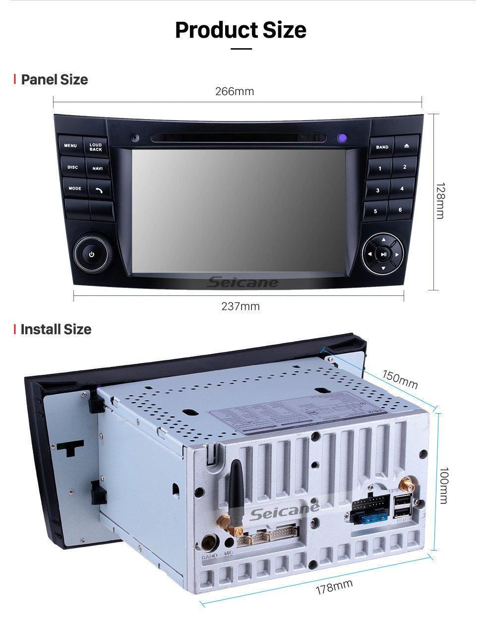 Seicane Android 9.0 7 pouce Lecteur DVD de voiture pour 2004-2011 Mercedes-Benz CLS W219(Ecran Tactile,GPS,TV,4G,Wifi)