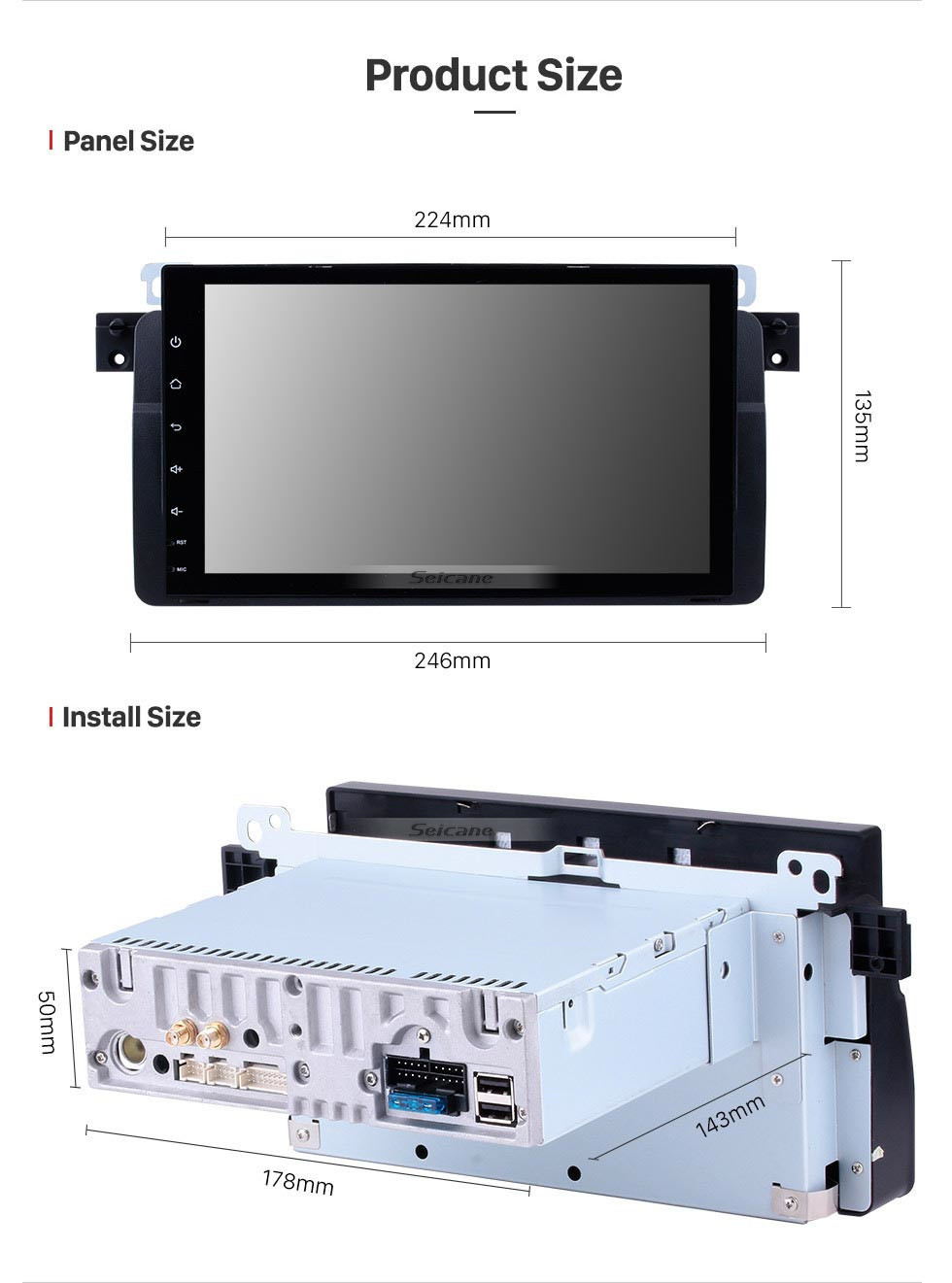 Seicane 9 polegadas Radio HD touchscreen Android 11.0 para 1998-2006 BMW M3 Sistema de navegação GPS com WIFI Bluetooth USB Carplay Retrovisor AUX