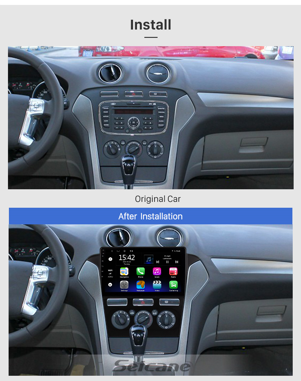 Seicane HD Touchscreen de 10,1 polegadas Android 11.0 para 2011-2013 Ford Mondeo Win Auto A / C Rádio Sistema de navegação GPS Bluetooth Suporte para Carplay Câmera de backup