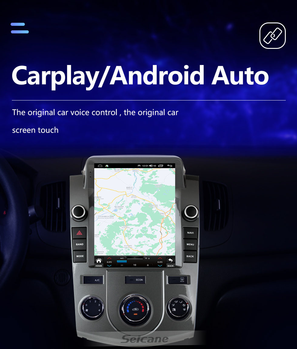 Seicane 9,7 pouces Android 11.0 pour 2009-2016 KIA Forte Radio Système de navigation GPS avec écran tactile Bluetooth HD Prise en charge AUX Carplay Caméra numérique TV AHD