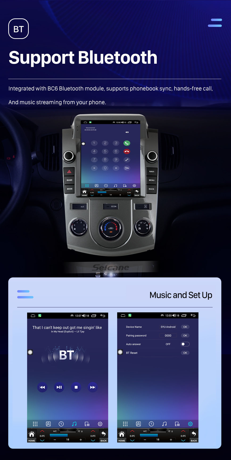 Seicane 9,7-дюймовый Android 11.0 для 2009-2016 KIA Forte Radio GPS-навигационная система с сенсорным экраном Bluetooth HD AUX Поддержка Carplay Цифровое ТВ AHD-камера