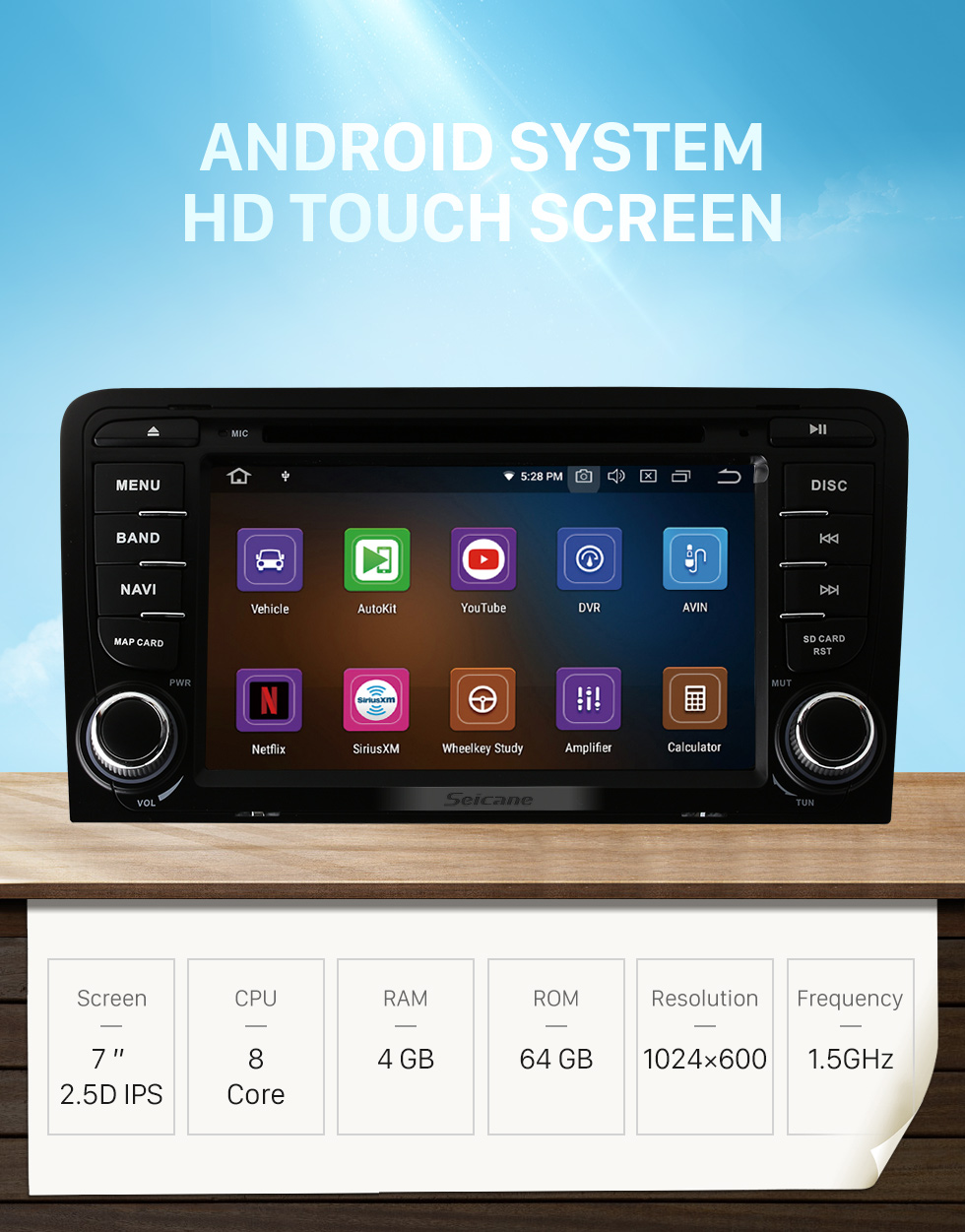 Seicane Tela sensível ao toque hd 7 polegadas android 11.0 para 2011 audi a3 rádio com sistema de navegação gps carplay suporte bluetooth tv digital