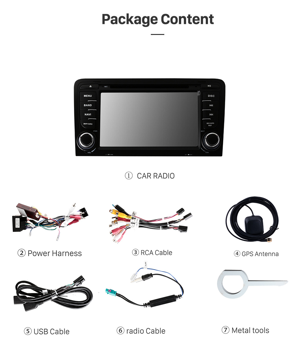 Seicane Tela sensível ao toque hd 7 polegadas android 11.0 para 2011 audi a3 rádio com sistema de navegação gps carplay suporte bluetooth tv digital