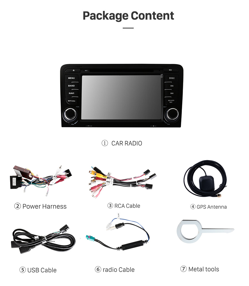 Seicane 7 Zoll für 2011 Audi A3 Radio Android 11.0 GPS Navigationssystem mit Bluetooth HD Touchscreen Carplay Unterstützung Rückfahrkamera