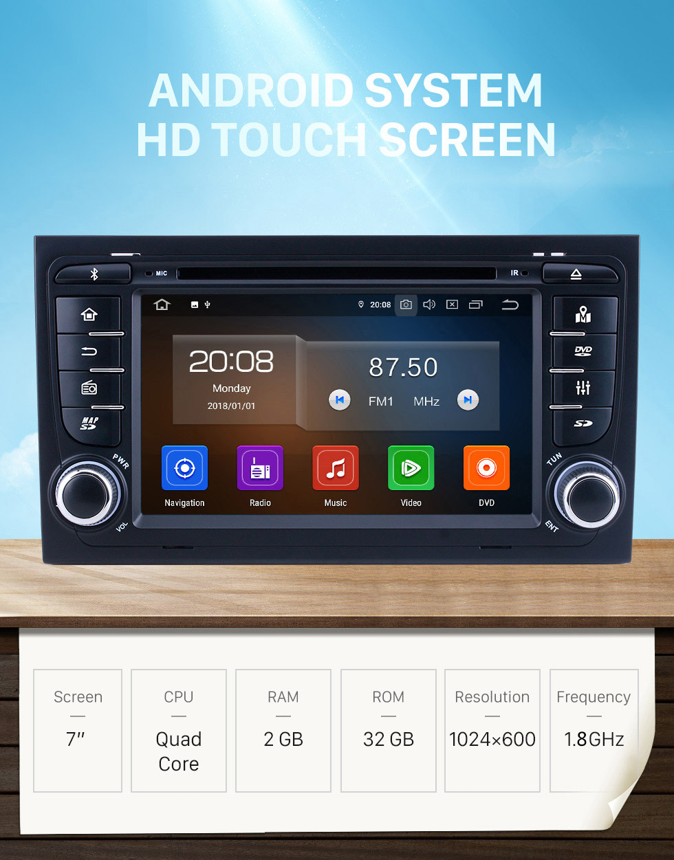 Seicane Para 2011 Audi A4 Radio 7 pulgadas Android 11.0 HD Pantalla táctil Bluetooth con sistema de navegación GPS Carplay compatible con cámara trasera OBD2