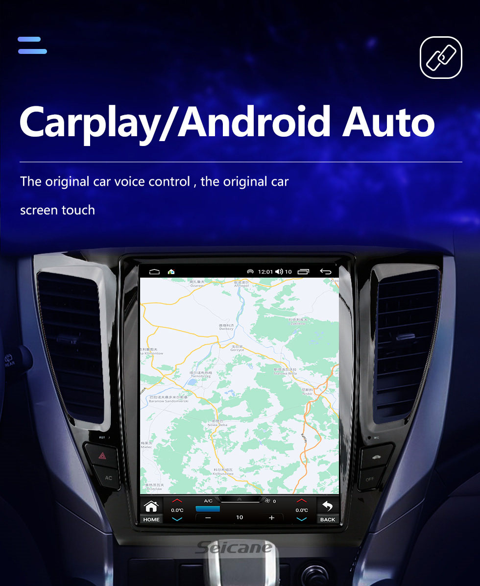 Seicane Radio de navegación GPS con pantalla táctil Android 10,0 HD de 12,1 pulgadas para Mitsubishi Pajero Sport V93 V97 V98 2016-2019 con soporte Bluetooth Carplay TPMS