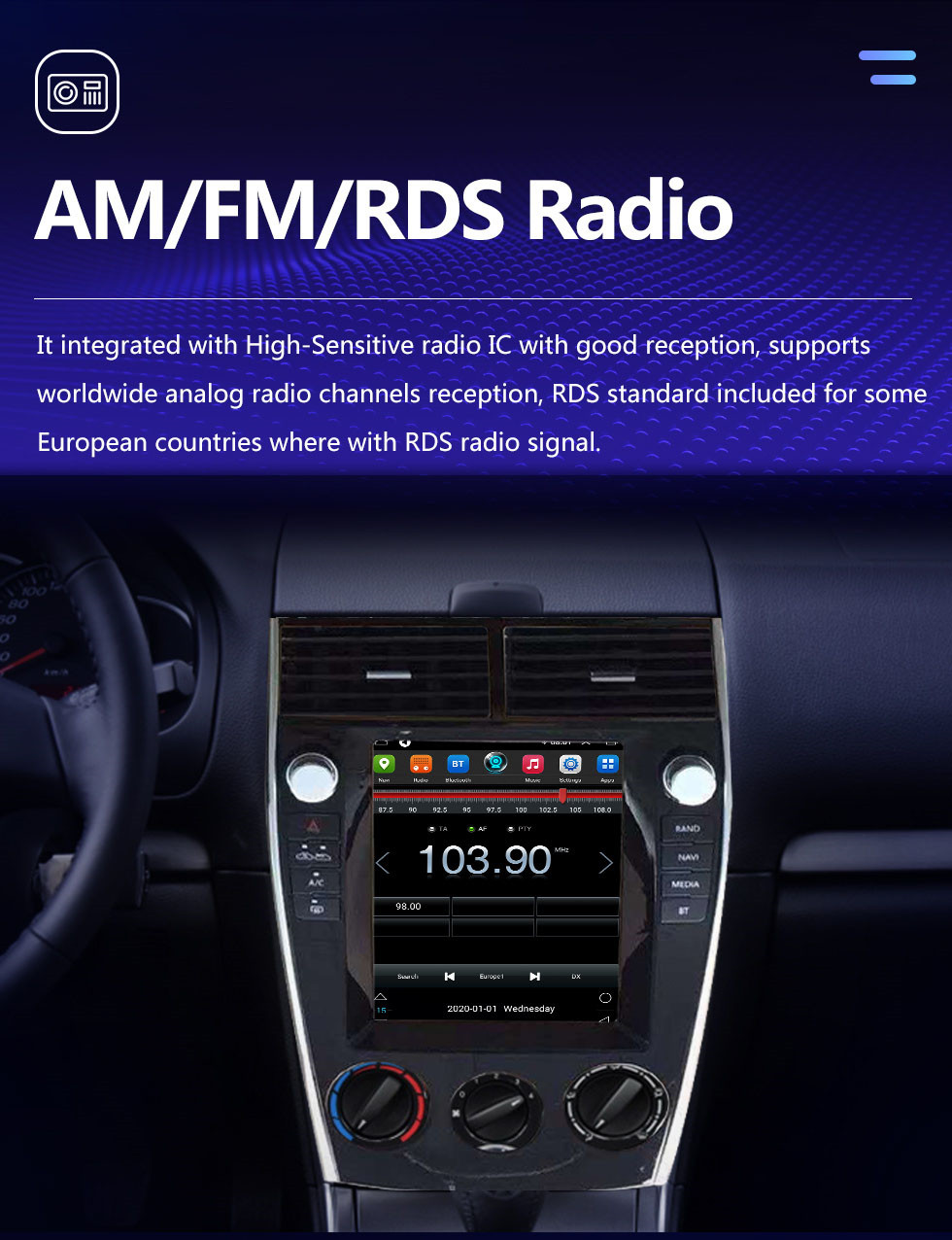 Seicane Écran tactile HD pour 2004-2015 MAZDA 6 Android 10.0 Radio de navigation GPS 9,7 pouces Prise en charge Bluetooth WIFI TPMS TV numérique Carplay OBD2 DVR Seicane Écran tactile HD pour 2004-2015 MAZDA 6 Android 10.0 Radio de navigation GPS 9,7 pouces Prise en charge Bluetooth WIFI TPMS TV numérique Carplay OBD2 DVR
