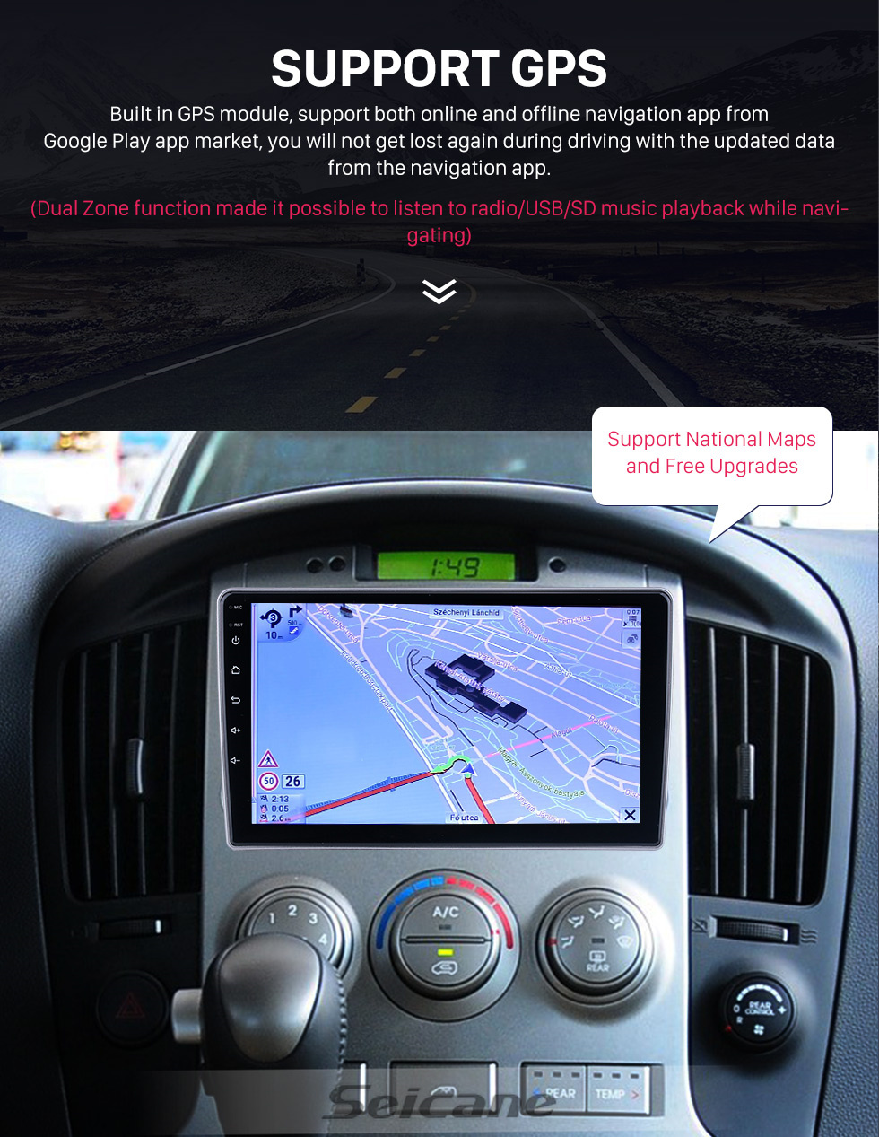 Seicane Android 10.0 Carplay, 9 дюймов, 1920*720, полноценный экран для 2007, 2008, 2009-2015 годов, HYUNDAI PARTAON STAREX/H1, GPS-навигатор, радио с сенсорным экраном HD