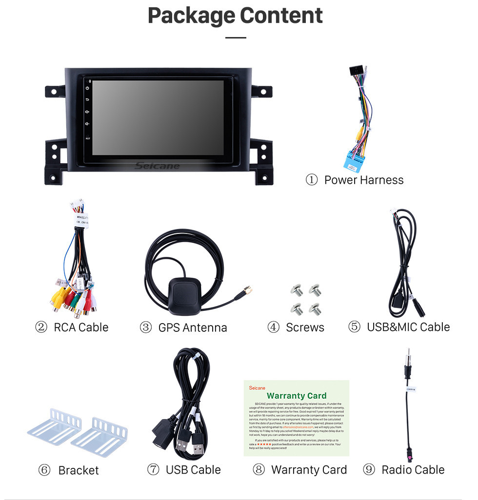 Seicane Android 9.0 Radio GPS navigation system for 2005-2013 Suzuki Vitara with DVD player Bluetooth HD 1024*600 touch screen OBD2 DVR Rearview camera TV 1080P Video 4G WIFI Mirror link Steering Wheel Control USB Seicane Android 9.0 Radio GPS navigation system for 2005-2013 Suzuki Vitara with DVD player Bluetooth HD 1024*600 touch screen OBD2 DVR Rearview camera TV 1080P Video 4G WIFI Mirror link Steering Wheel Control USB
