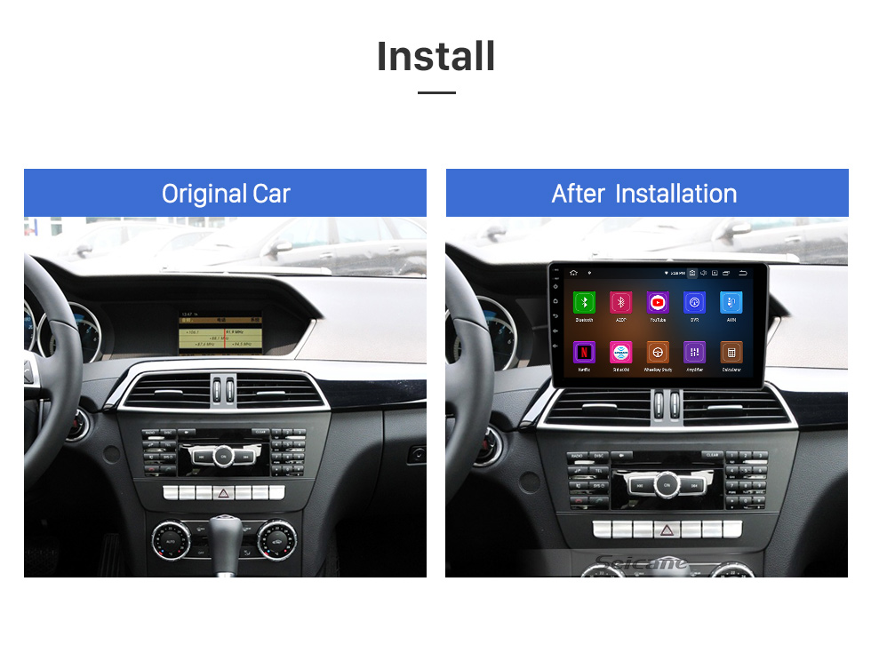Seicane OEM Android 12.0 for 2011-2015 BENZ C-CLASS Radio with Bluetooth 9 inch HD Touchscreen GPS Navigation System Carplay support DSP Seicane OEM Android 12.0 for 2011-2015 BENZ C-CLASS Radio with Bluetooth 9 inch HD Touchscreen GPS Navigation System Carplay support DSP