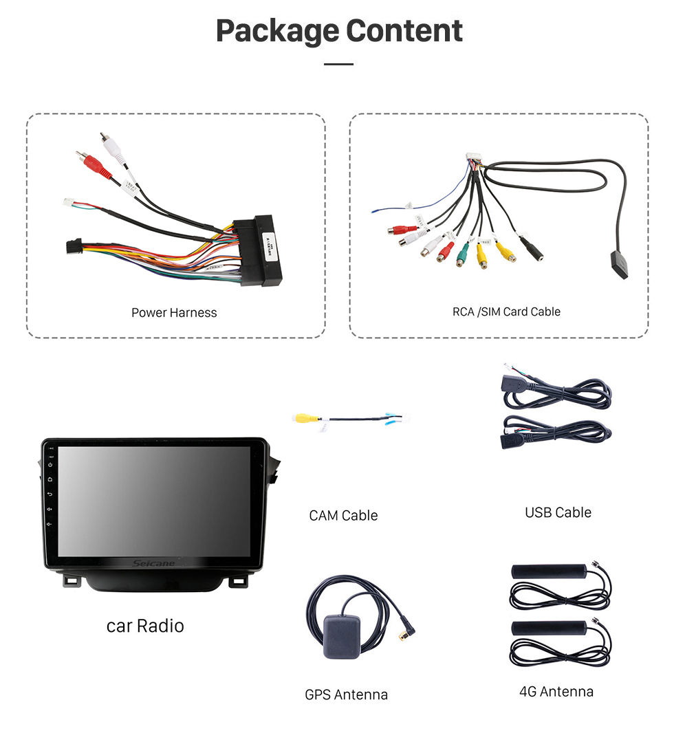 Seicane OEM Android 13.0 for 2015 Hyundai I30 Elantra Radio with Bluetooth 9 inch HD Touchscreen GPS Navigation System Carplay support DSP