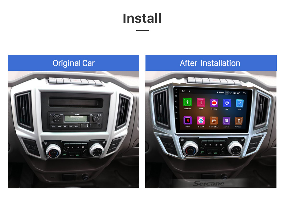 Seicane OEM Android 11.0 para 2014-2021 FOTON SHIDAI KANGRUI H1 / H2 / H3 Radio con Bluetooth Pantalla táctil HD de 9 pulgadas Sistema de navegación GPS Soporte Carplay DSP