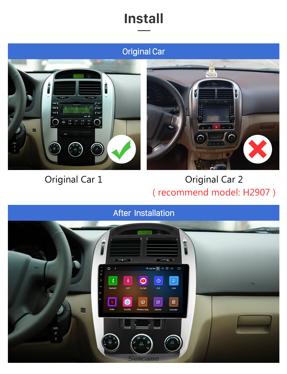 Seicane OEM 9 inch Android 11.0 for 2006 KIA CERATO Radio GPS Navigation System With HD Touchscreen Bluetooth support Carplay OBD2 DVR TPMS Seicane OEM 9 inch Android 11.0 for 2006 KIA CERATO Radio GPS Navigation System With HD Touchscreen Bluetooth support Carplay OBD2 DVR TPMS