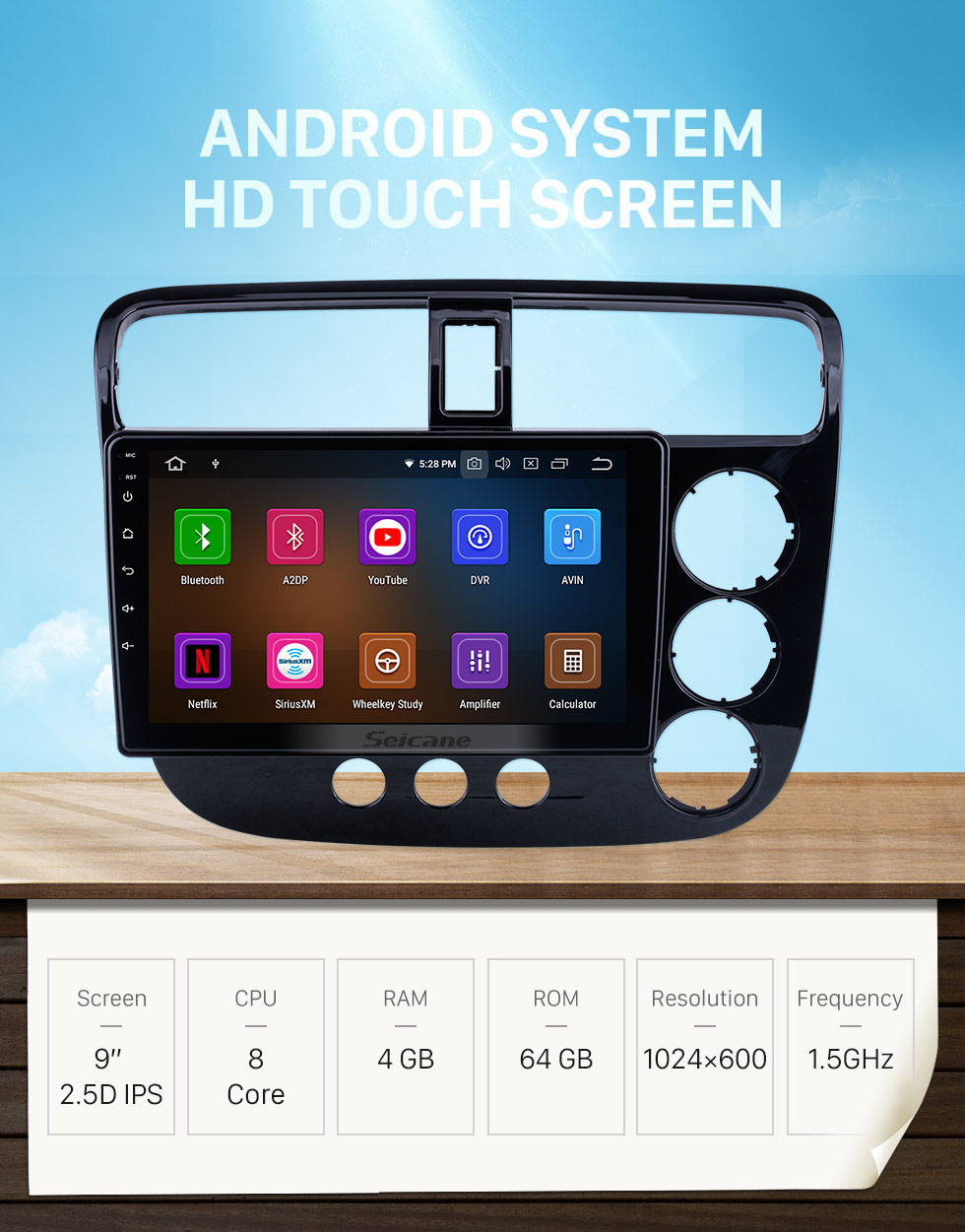 Seicane OEM Android 11.0 for 2001-2005 Honda Civic RHD Manual A/C Radio with Bluetooth 9 inch HD Touchscreen GPS Navigation System Carplay support DSP Seicane OEM Android 11.0 for 2001-2005 Honda Civic RHD Manual A/C Radio with Bluetooth 9 inch HD Touchscreen GPS Navigation System Carplay support DSP