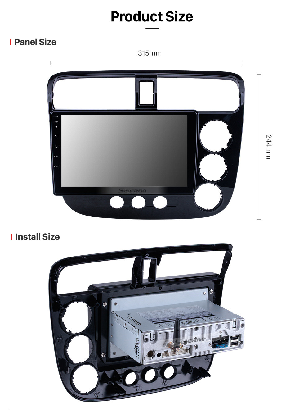 Seicane OEM Android 11.0 para 2001-2005 Honda Civic RHD Manual A / C Radio con Bluetooth 9 pulgadas HD Pantalla táctil Sistema de navegación GPS Carplay compatible con DSP