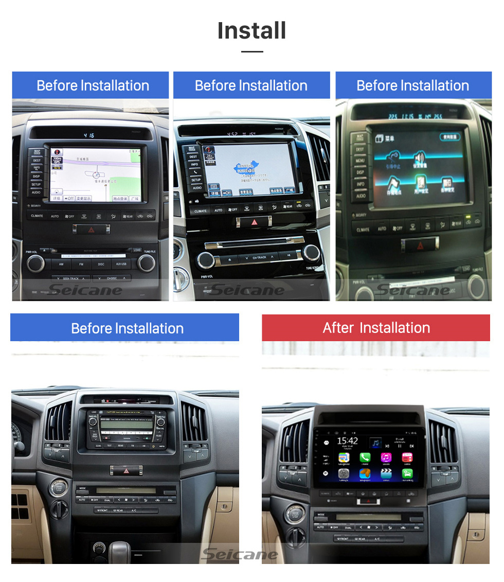 Seicane OEM 10.1 pulgadas Android 13.0 Radio para 2006-2015 TOYOTA LAND CRUISER Bluetooth HD Pantalla táctil Soporte de navegación GPS Carplay Cámara trasera TPMS