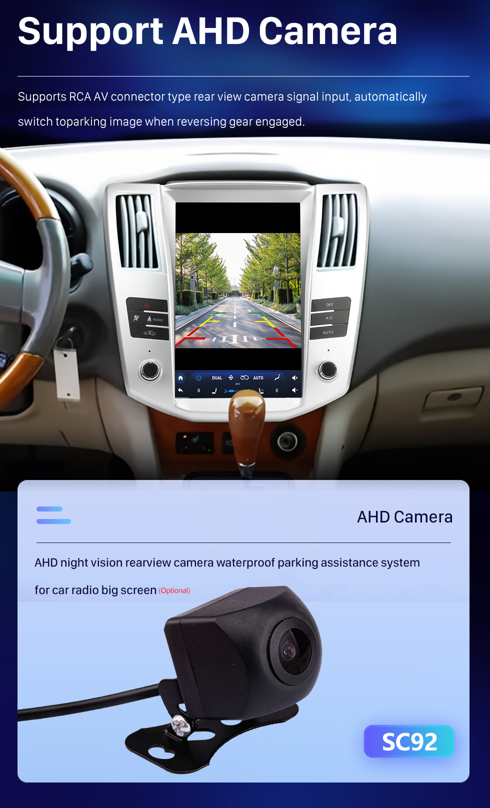 Seicane Radio de navigation GPS Android 10.0 de 12,1 pouces pour 2004 2005 2006-2008 Lexus RX330 RX300 RX350 RX400 avec écran tactile HD Prise en charge Bluetooth Carplay DVR TPMS