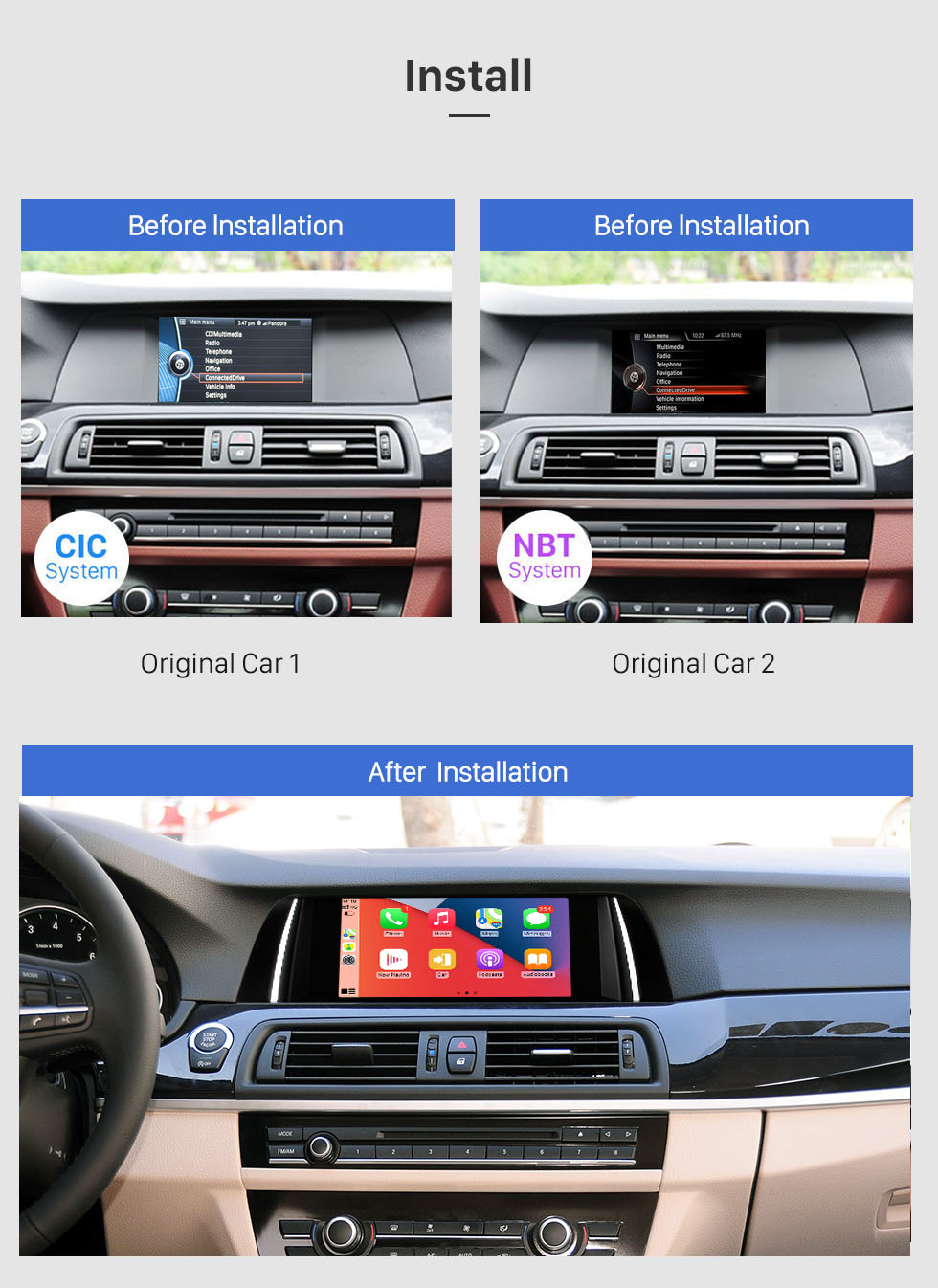 Seicane OEM 9 pulgadas Android 10.0 para 2013-2016 BMW 5 Series F10 F11 Radio con Bluetooth HD Pantalla táctil Sistema de navegación GPS compatible con Carplay DAB +