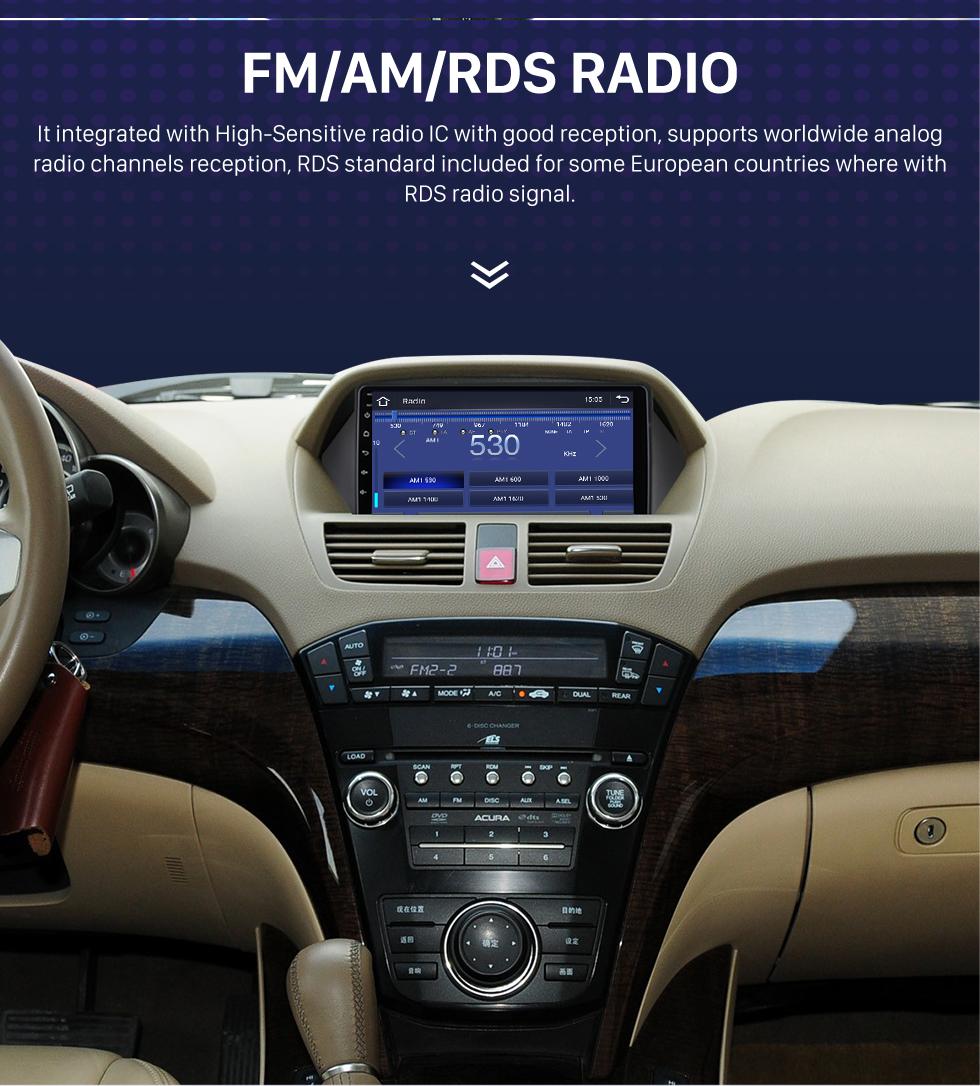 Seicane 8 pouces Android 10.0 pour 2007-2013 Acura MDX Elite système de navigation GPS stéréo avec prise en charge Bluetooth Carplay OBD2 DVR TMPS
